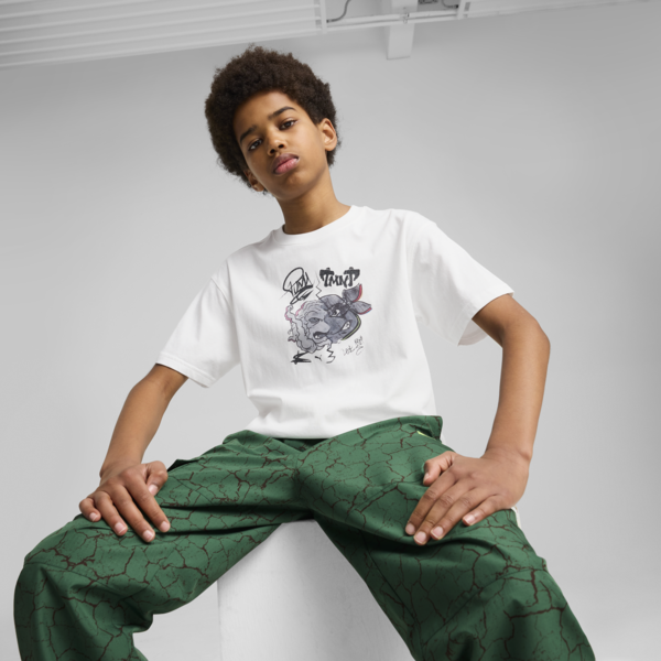 PUMA HOOPS x TMNT Relaxed Graphic Tee Youth, PUMA White, large-MEX