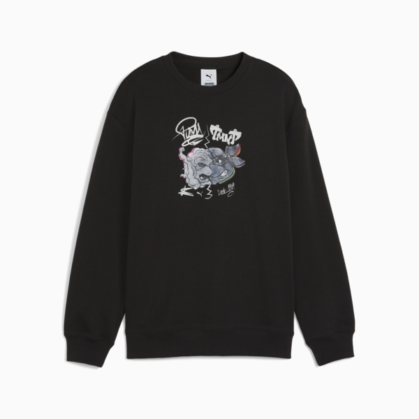 PUMA HOOPS x TMNT Relaxed Graphic Crew Youth, PUMA Black, large-MEX