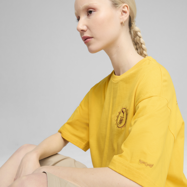 PUMA X HARRY POTTER Oversized Graphic Tee Unisex, Yellow Sizzle, large-ZAF