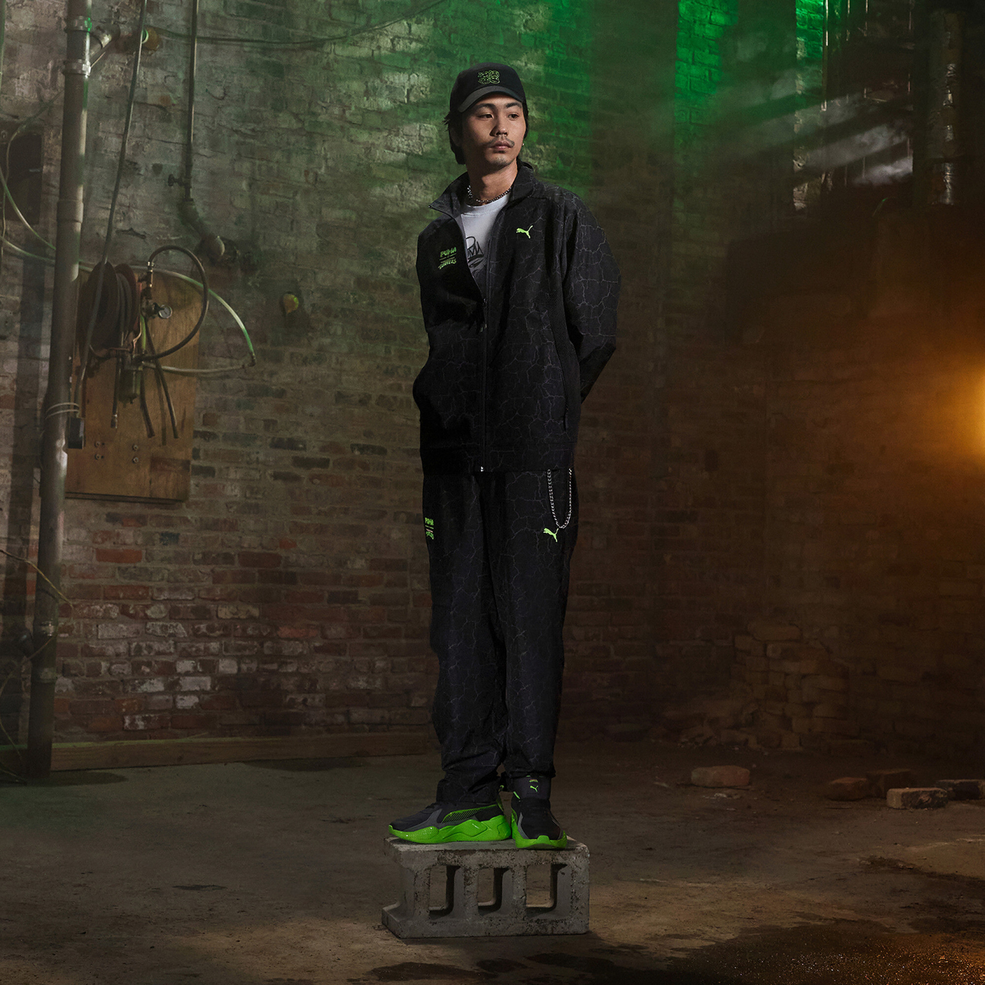 PUMA x TMNT PUMATECH relaxte cargobroek voor Heren, Zwart, Maat M