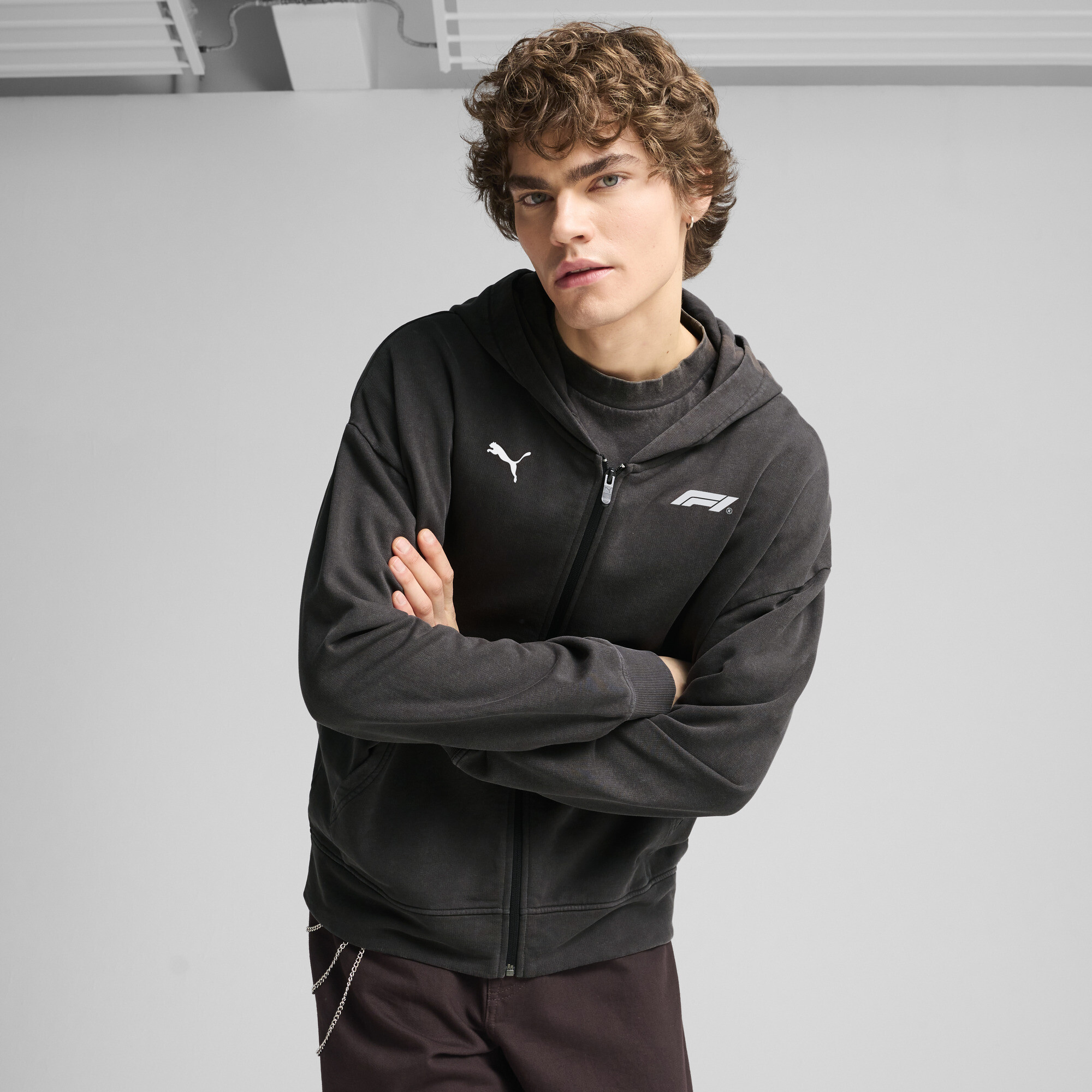 Puma F1® Graphic Hoodie mit durchgehendem Reißverschluss Herren | Mit Plain | Black | Größe: L