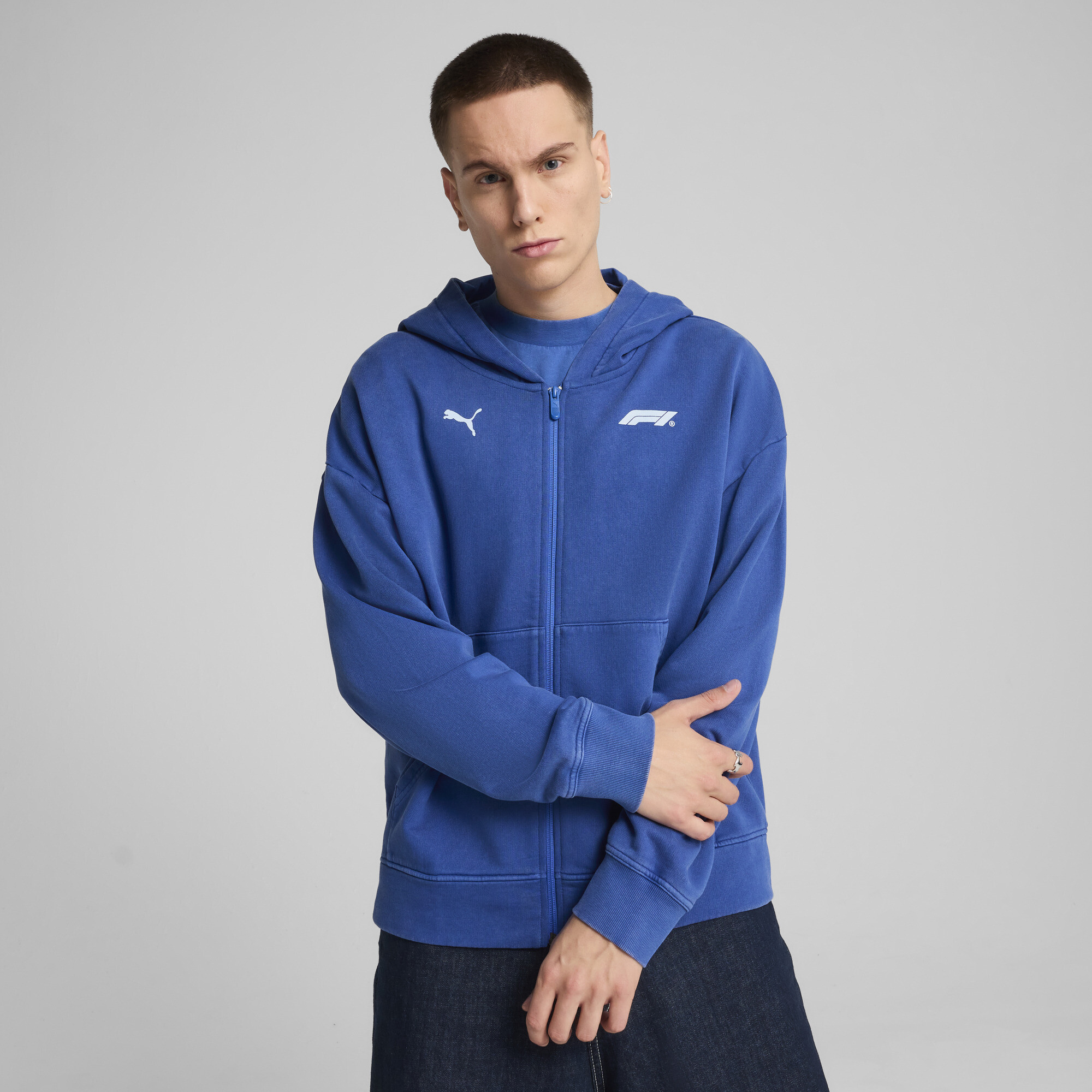 Puma F1® Graphic Hoodie mit durchgehendem Reißverschluss Herren | Mit Plain | Vivid Blue | Größe: L