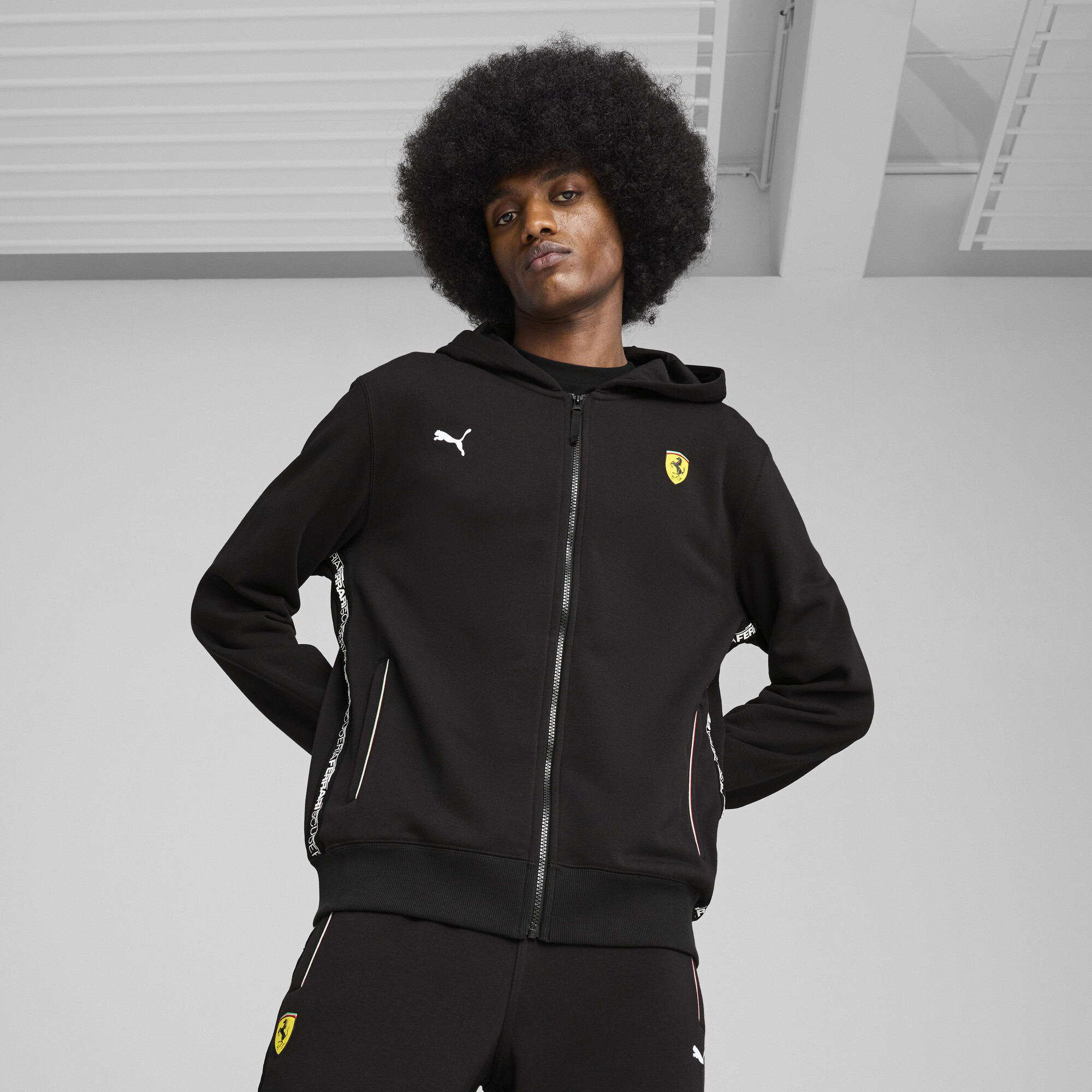 PUMA Scuderia Ferrari Men's Sweat Jacket in Black, Size XXL