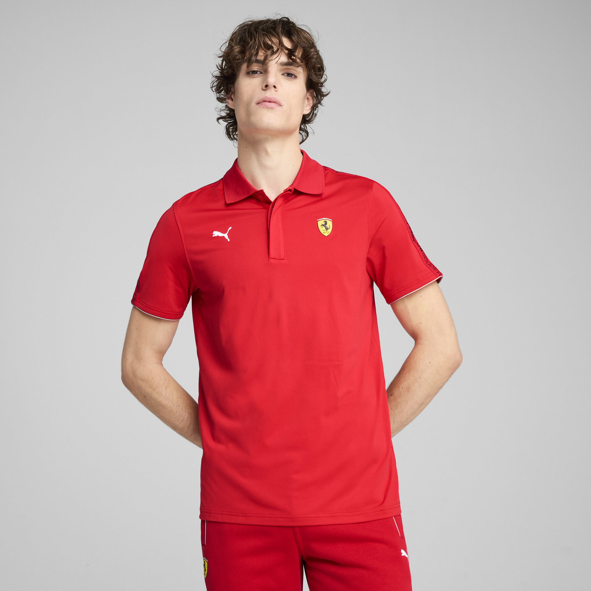 Puma Scuderia Ferrari HP Race Cloudspun Poloshirt Herren | Mit Plain | Rosso Corsa | Größe: L