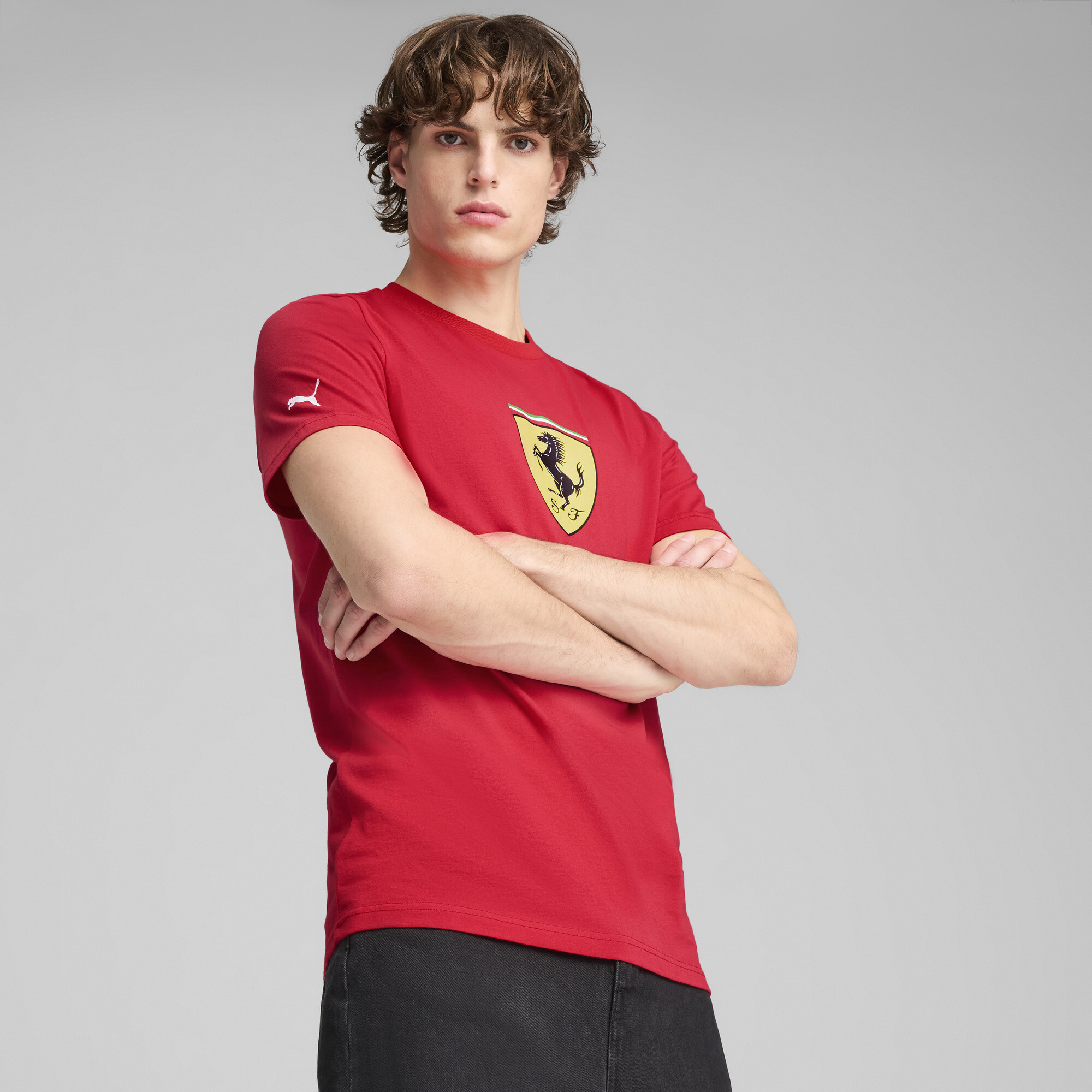 Puma Scuderia Ferrari HP Race Coloured Big Shield T-Shirt Herren | Mit Logo Print | Rosso Corsa | Größe: XXL