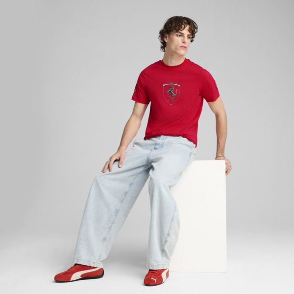 Scuderia Ferrari HP Race Tonal Big Shield Tee Men, Rosso Corsa, large-ZAF