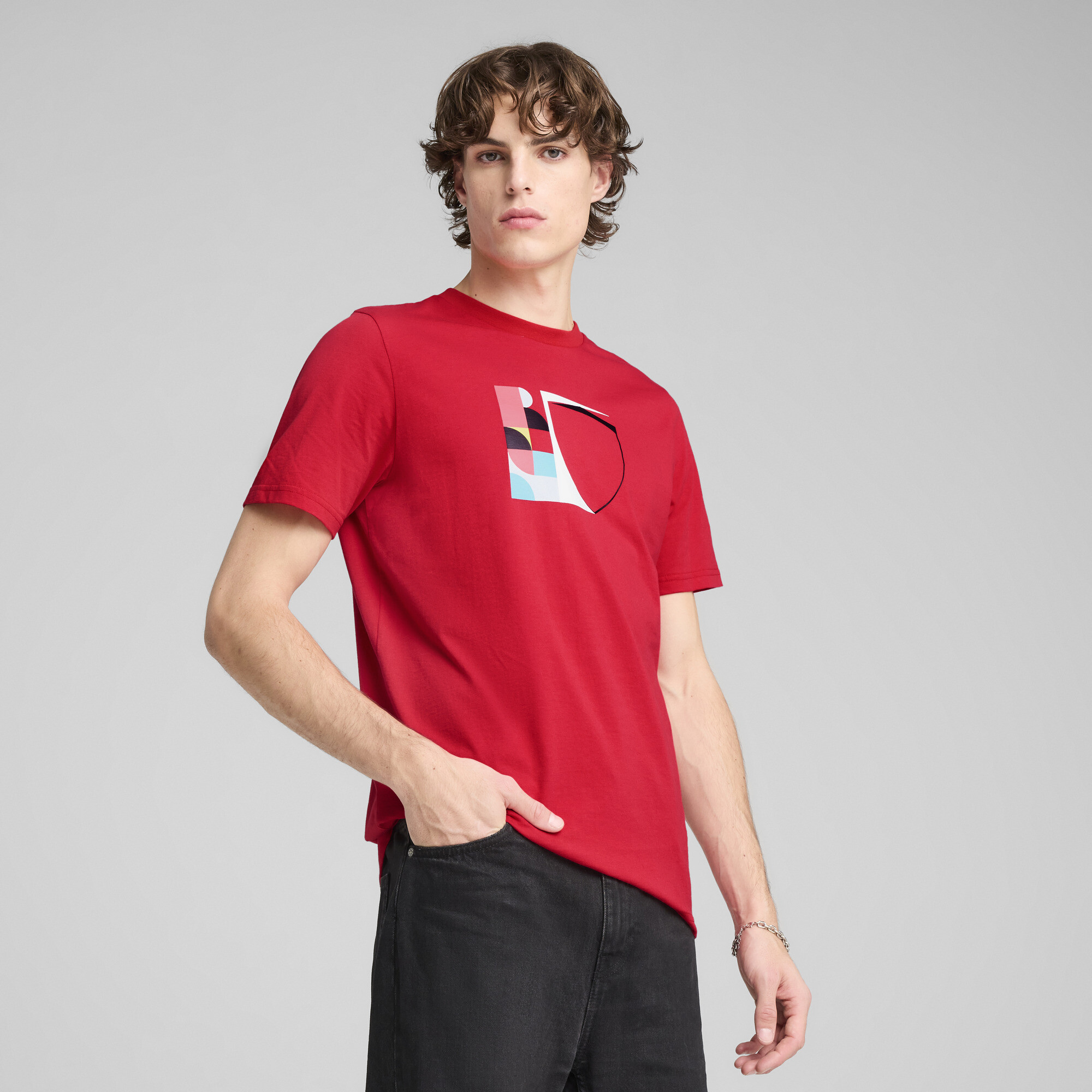 Puma Scuderia Ferrari HP Race Big Shield T-Shirt Herren | Mit Logo Print | Rosso Corsa | Größe: L