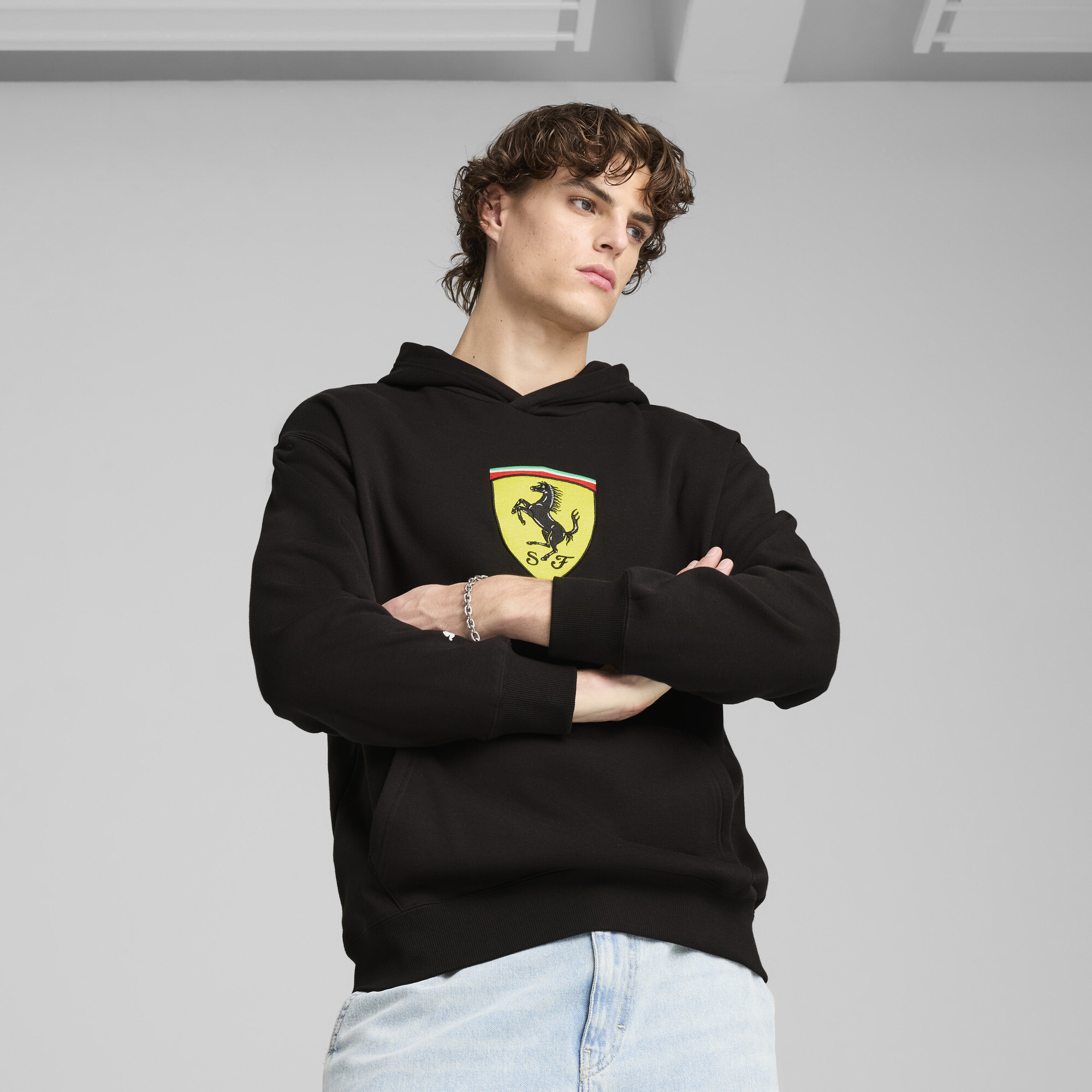 Puma Scuderia Ferrari HP Race Big Shield Hoodie Herren | Mit Logo Print | Black | Größe: S