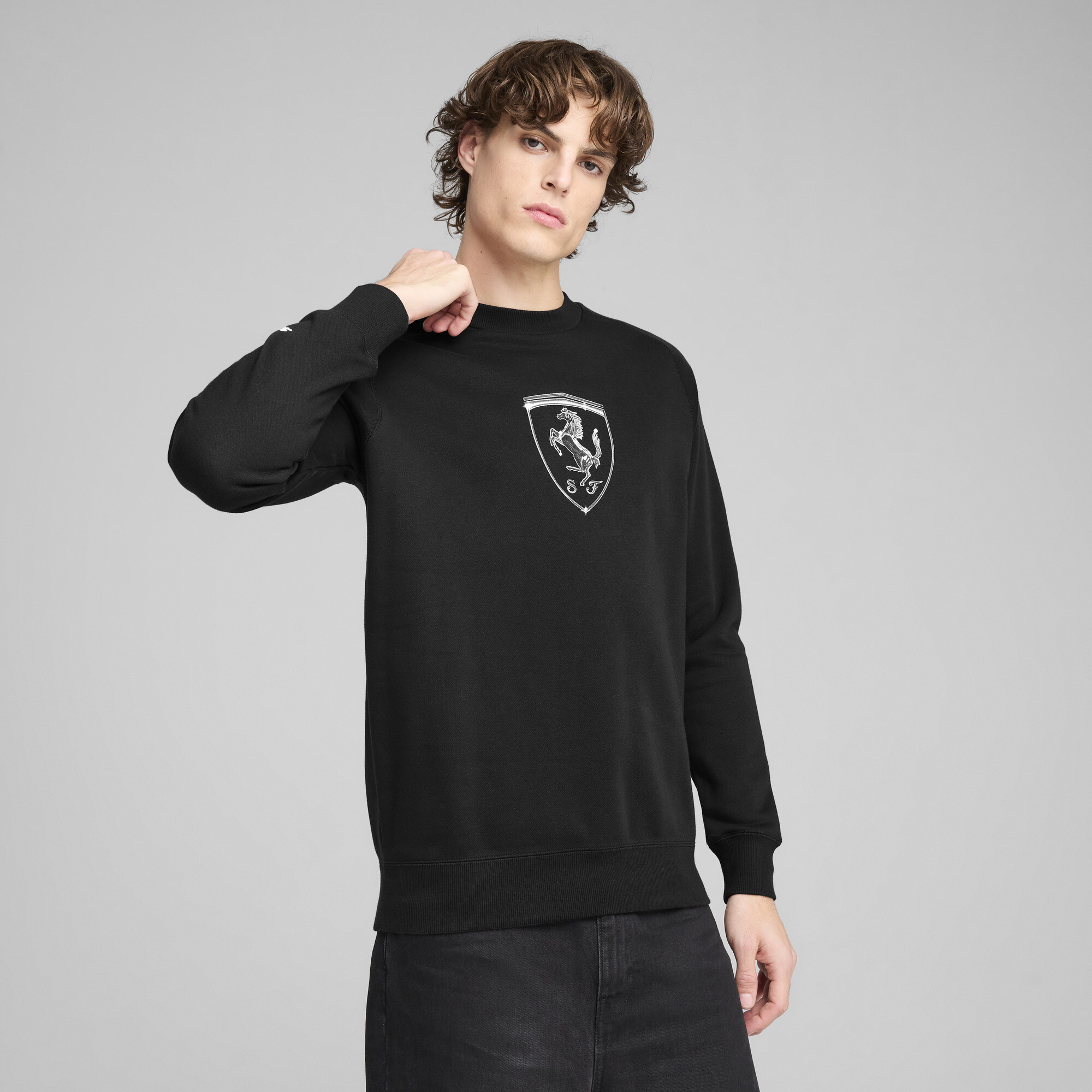 Puma Scuderia Ferrari HP Race Big Shield Crewneck Herren | Mit Logo Print | Black | Größe: L