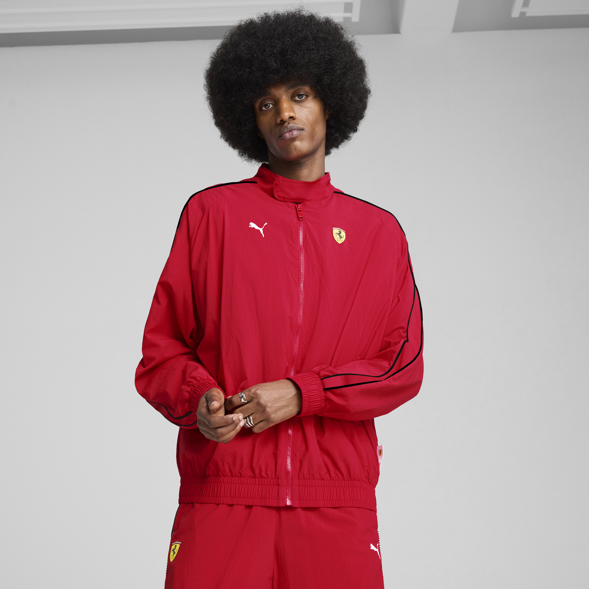 Puma Scuderia Ferrari HP Race T7 Oversized Jacke Herren | Mit Plain | Rosso Corsa | Größe: L