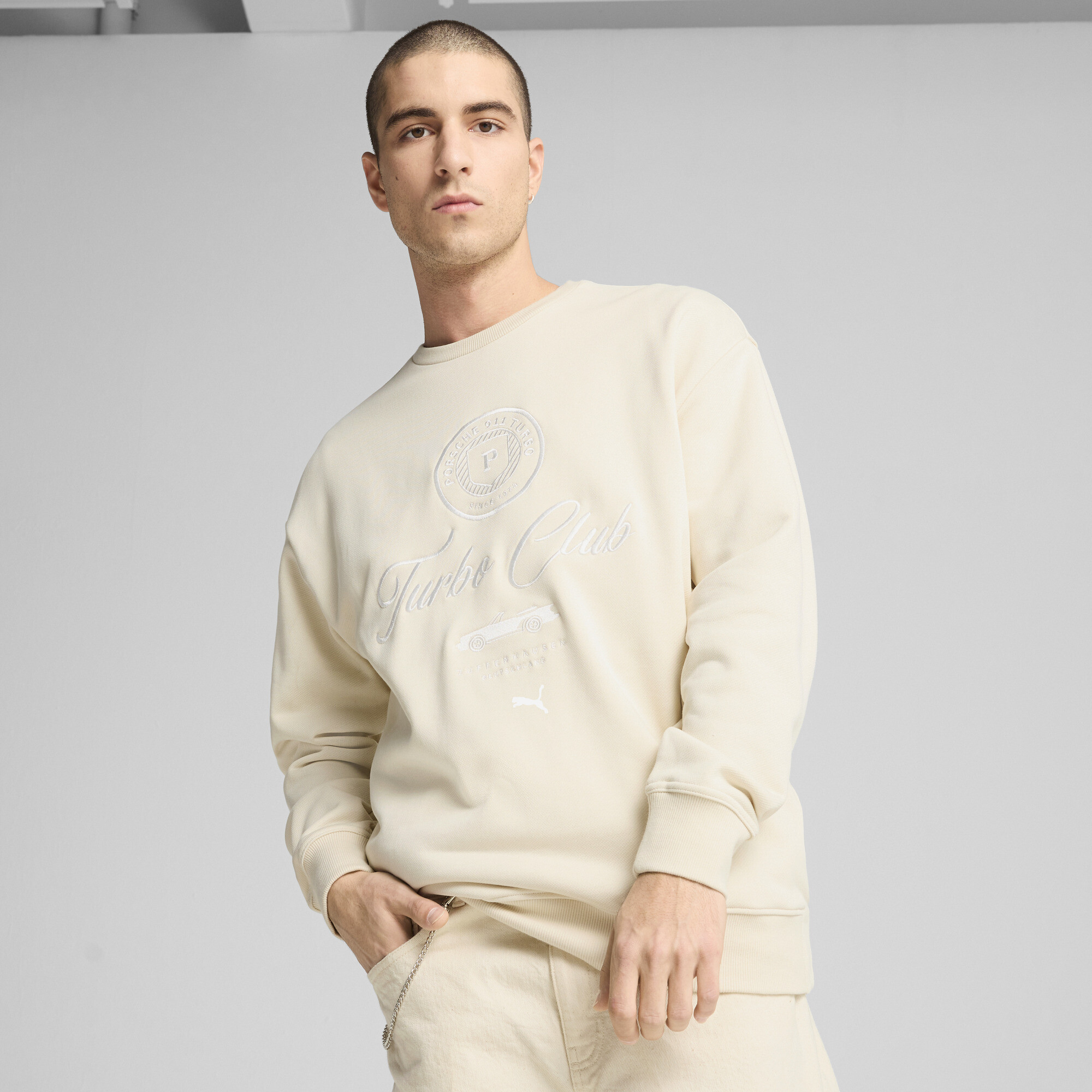 Puma Porsche Legacy Lifestyle Crewneck Herren | Mit Plain | Alpine Snow | Größe: M