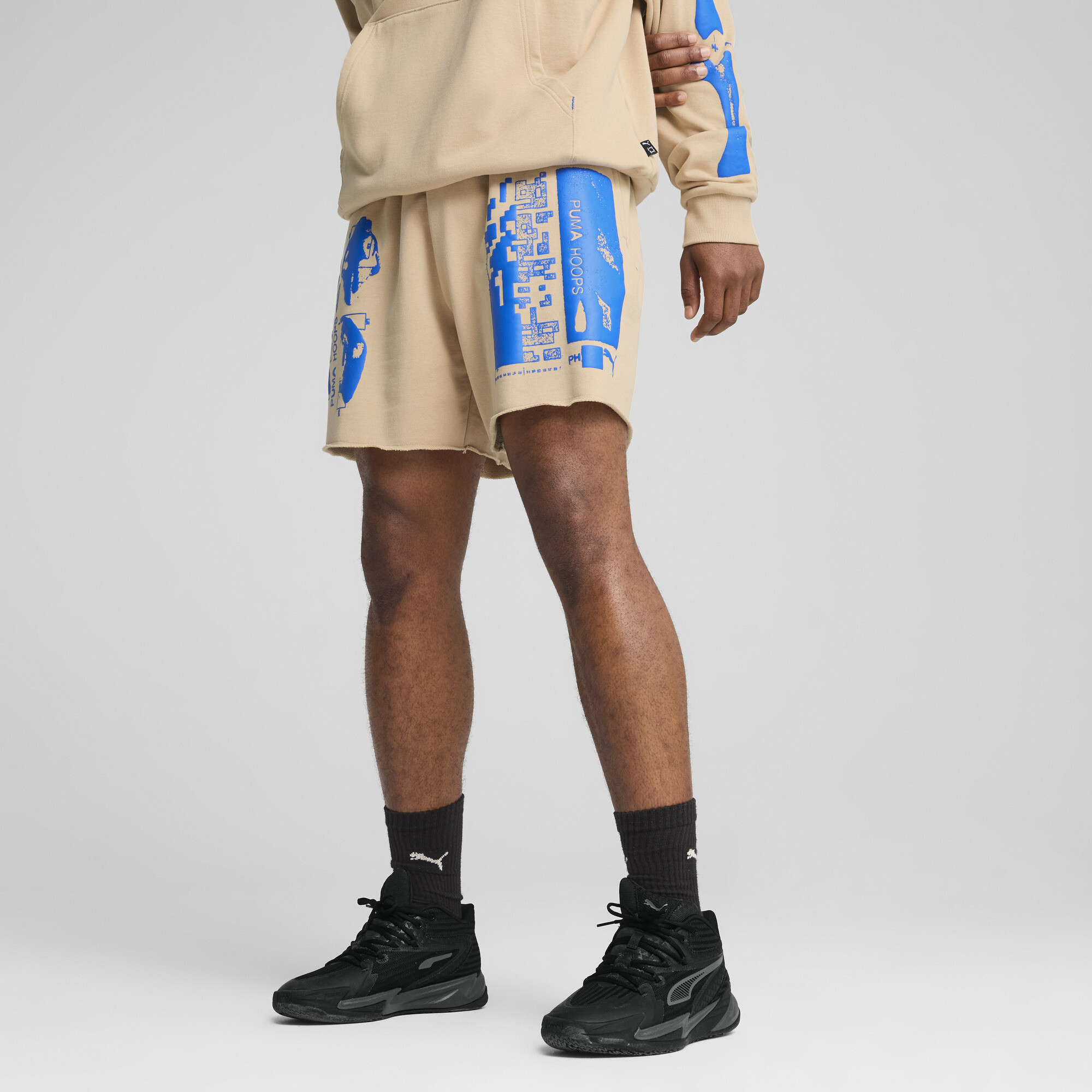 Puma Ancient Roars Terry Basketballshorts Unisex | Mit Other Pattern | Light Sand | Größe: S