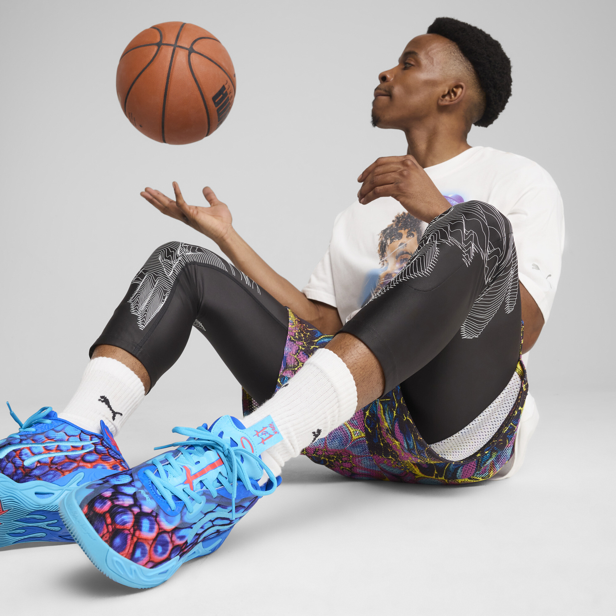 PUMA Melo Alien Skins 2-in-1-basketballegging voor Heren, Zwart, Maat XL thumbnail 7