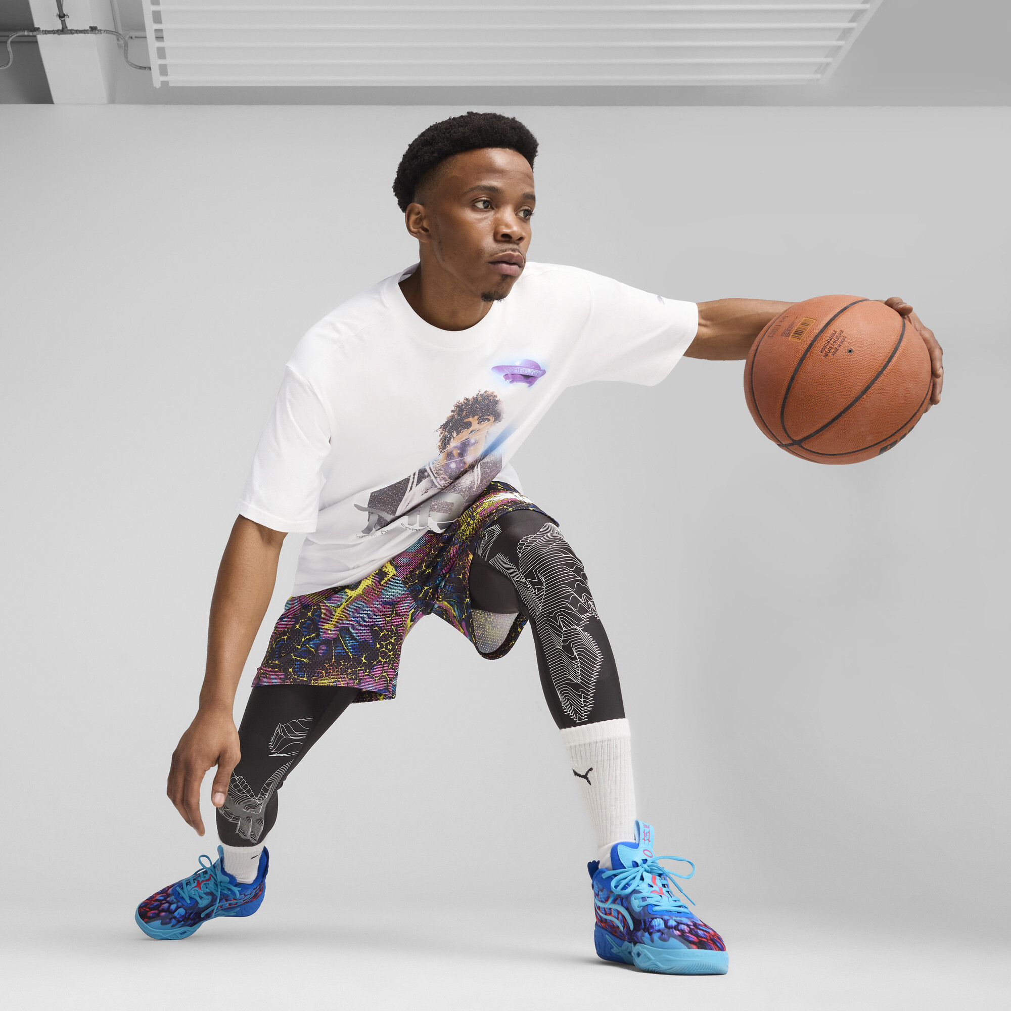 PUMA Melo Alien Skins 2-in-1-basketballegging voor Heren, Zwart, Maat XL thumbnail 6