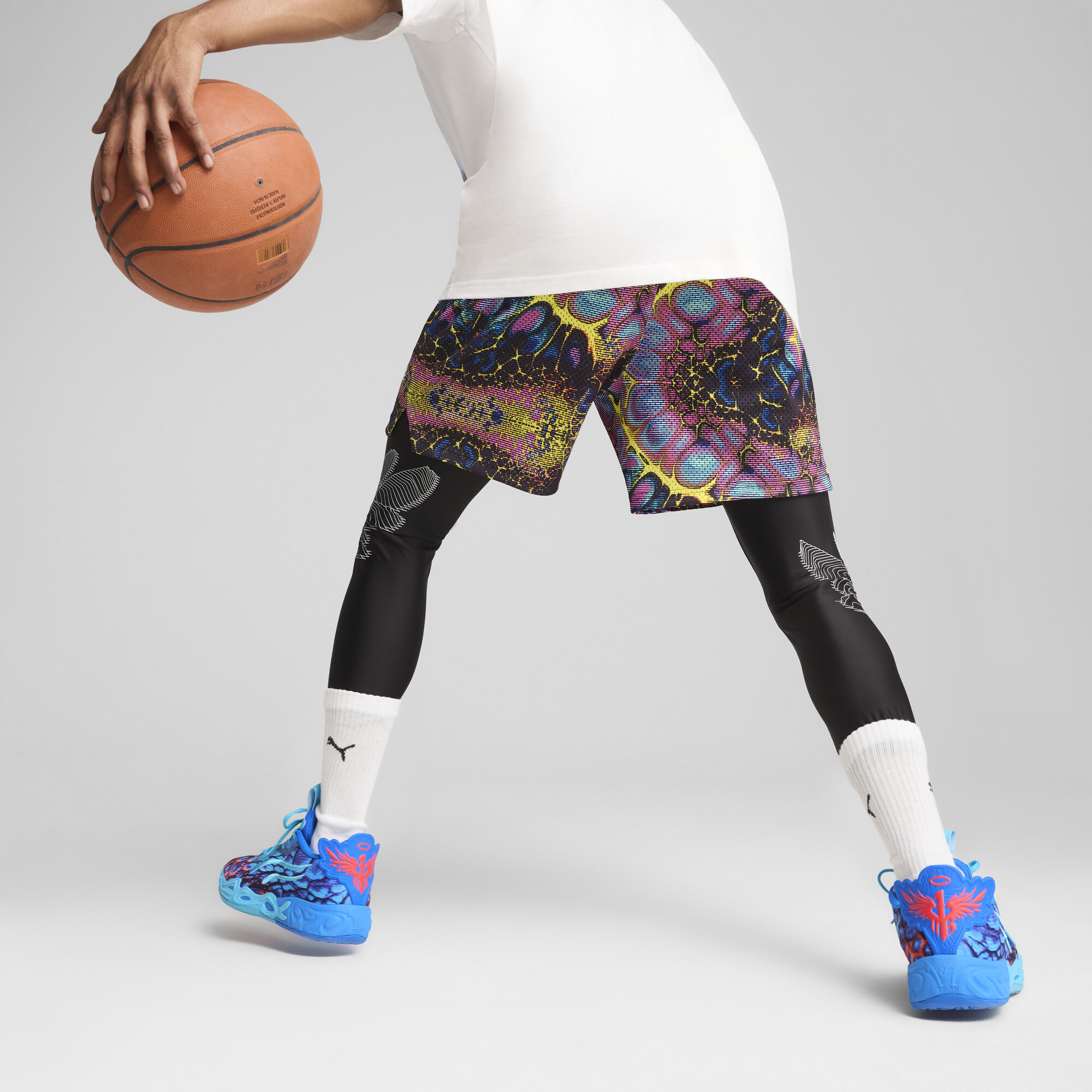 PUMA Melo Alien Skins 2-in-1-basketballegging voor Heren, Zwart, Maat XL thumbnail 5