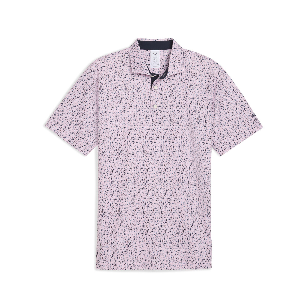 PUMA x ARNOLD PALMER Tea Time Golf Polo Men in Pale Pink/Deep Navy, XL