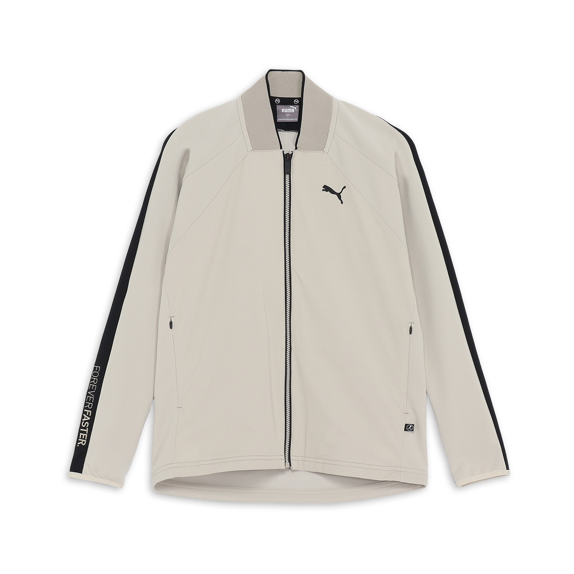 商品情報PUMA GOLF独自のONE LINEカットを採用したコンビフルジップジャケット。機能の異なる素材を使い分けたテクニカルなアイテム。ストレッチ性の必要な背面、袖にはスウェット素材を前身頃には