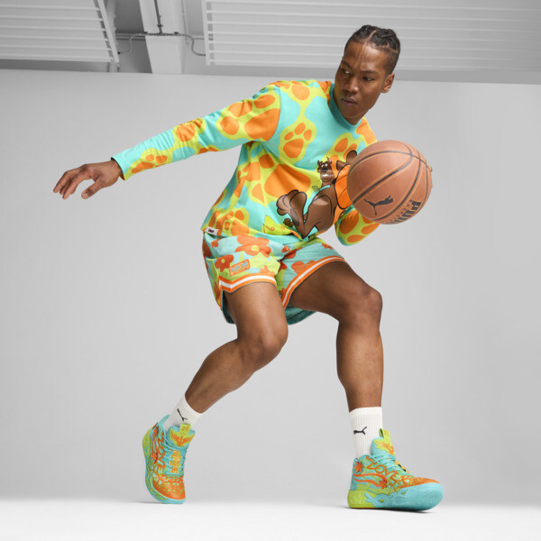 PUMA HOOPS x SCOOBY DOO Shorts Men, Aquatic-Lime Smash-AOP, large-ZAF