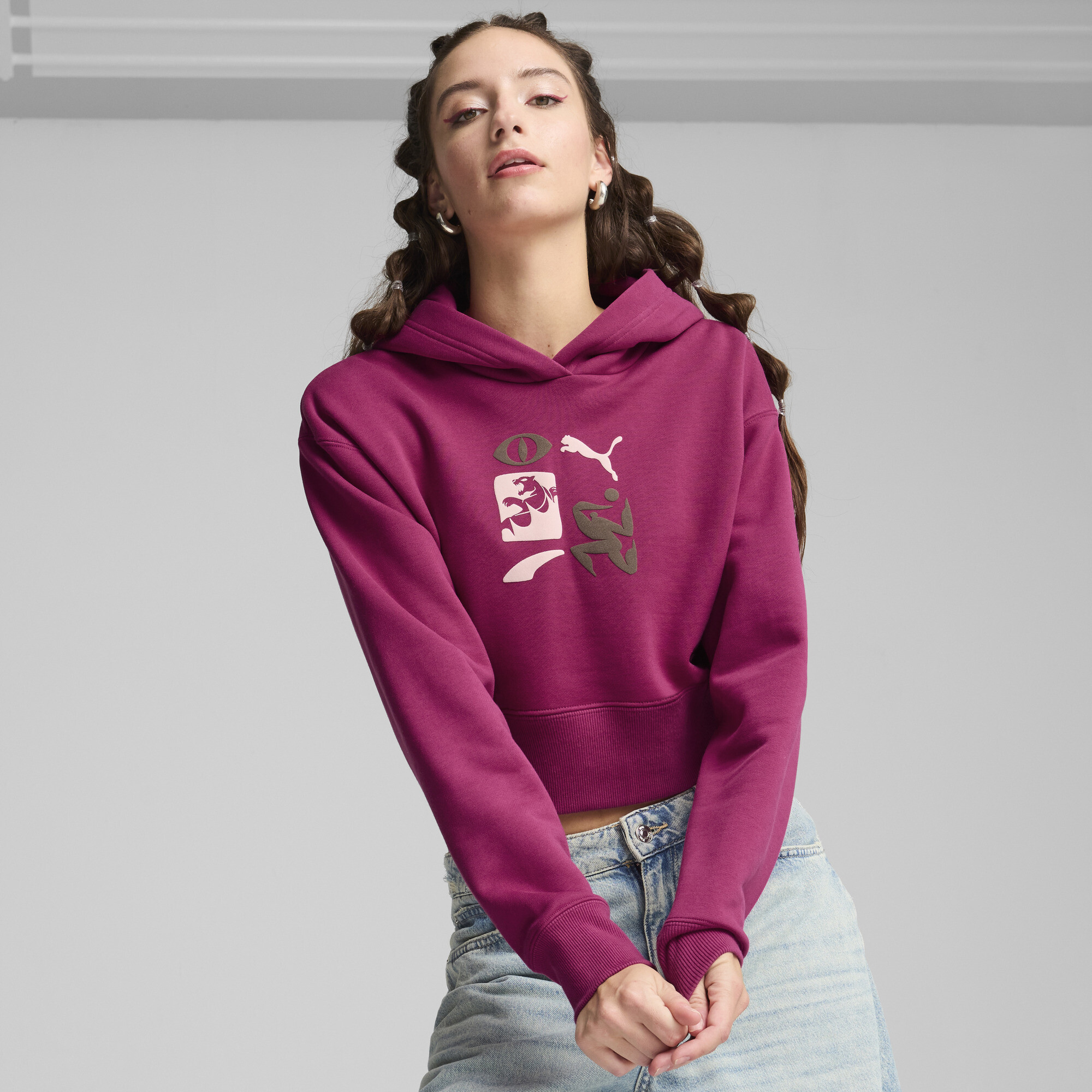 Puma CLASSICS Artisanal Hoodie Damen | Mit Plain | Magenta Gleam | Größe: L