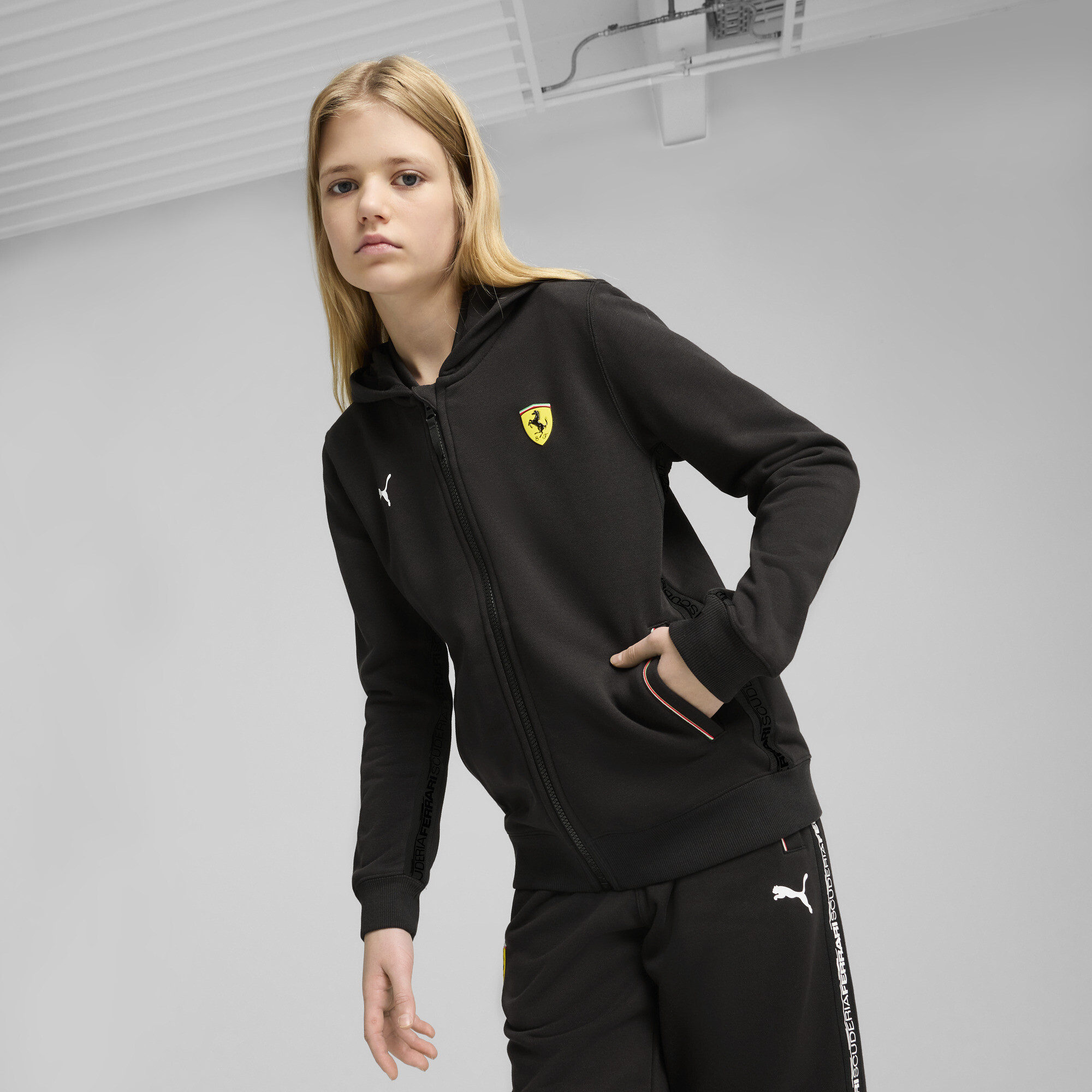 Puma Scuderia Ferrari HP Race Hoodie Teenager Für Für Kinder | Mit Plain | Black | Größe: 13-14Y