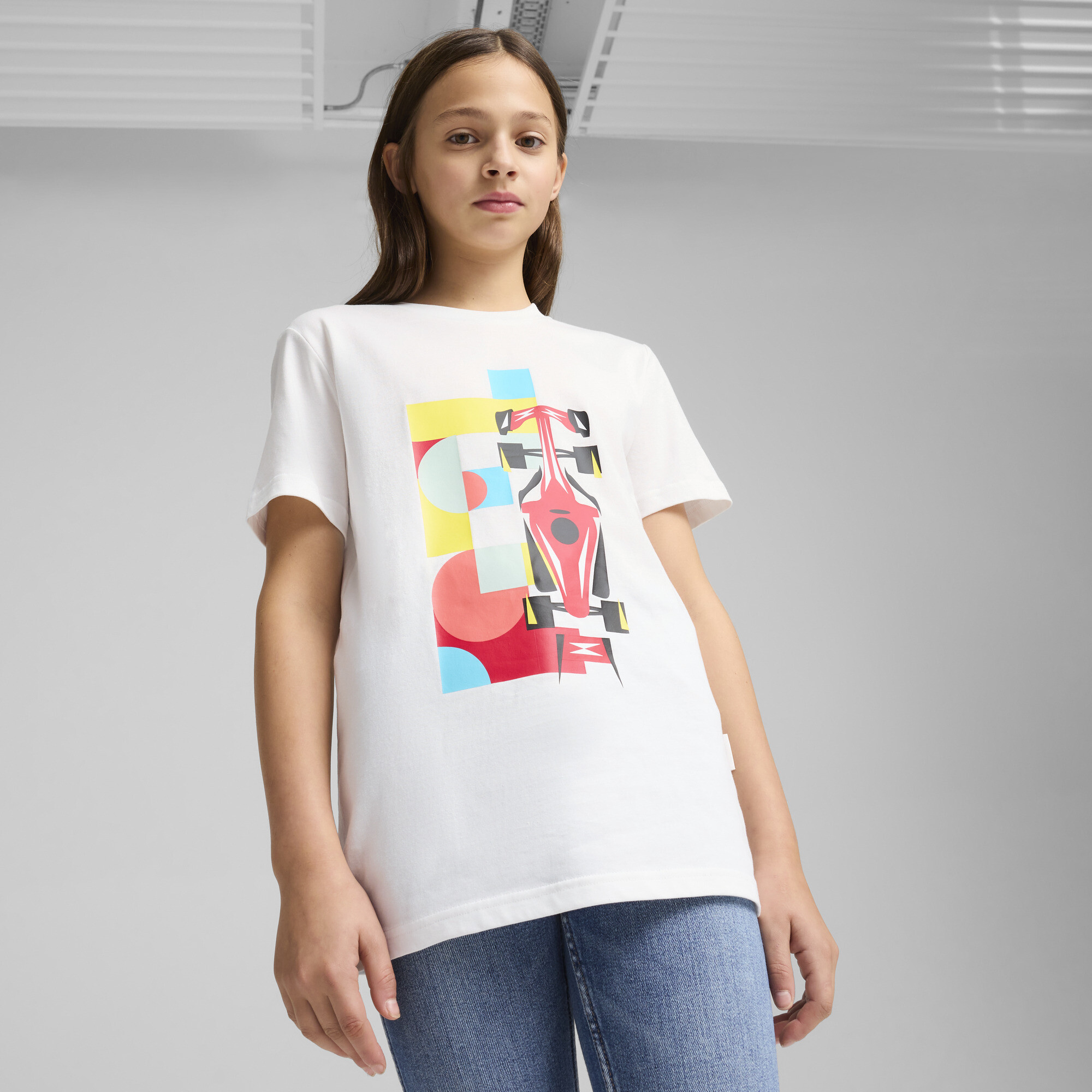 Puma Scuderia Ferrari HP Race Graphic T-Shirt Teenager Für Für Kinder | Mit Plain | White | Größe: 11-12Y