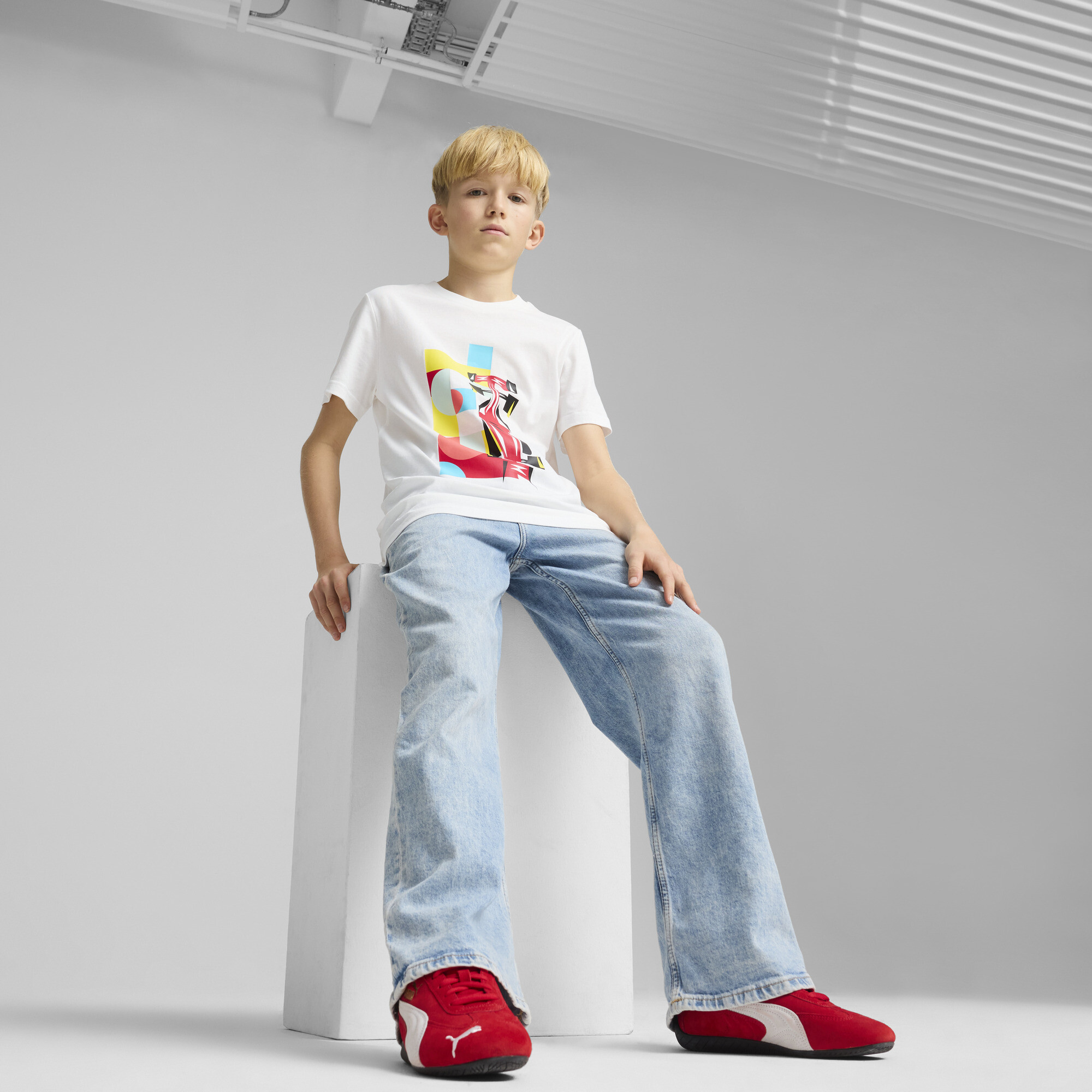 PUMA Scuderia Ferrari HP Race T-shirt met print, Wit, Maat 6-7Y thumbnail 5