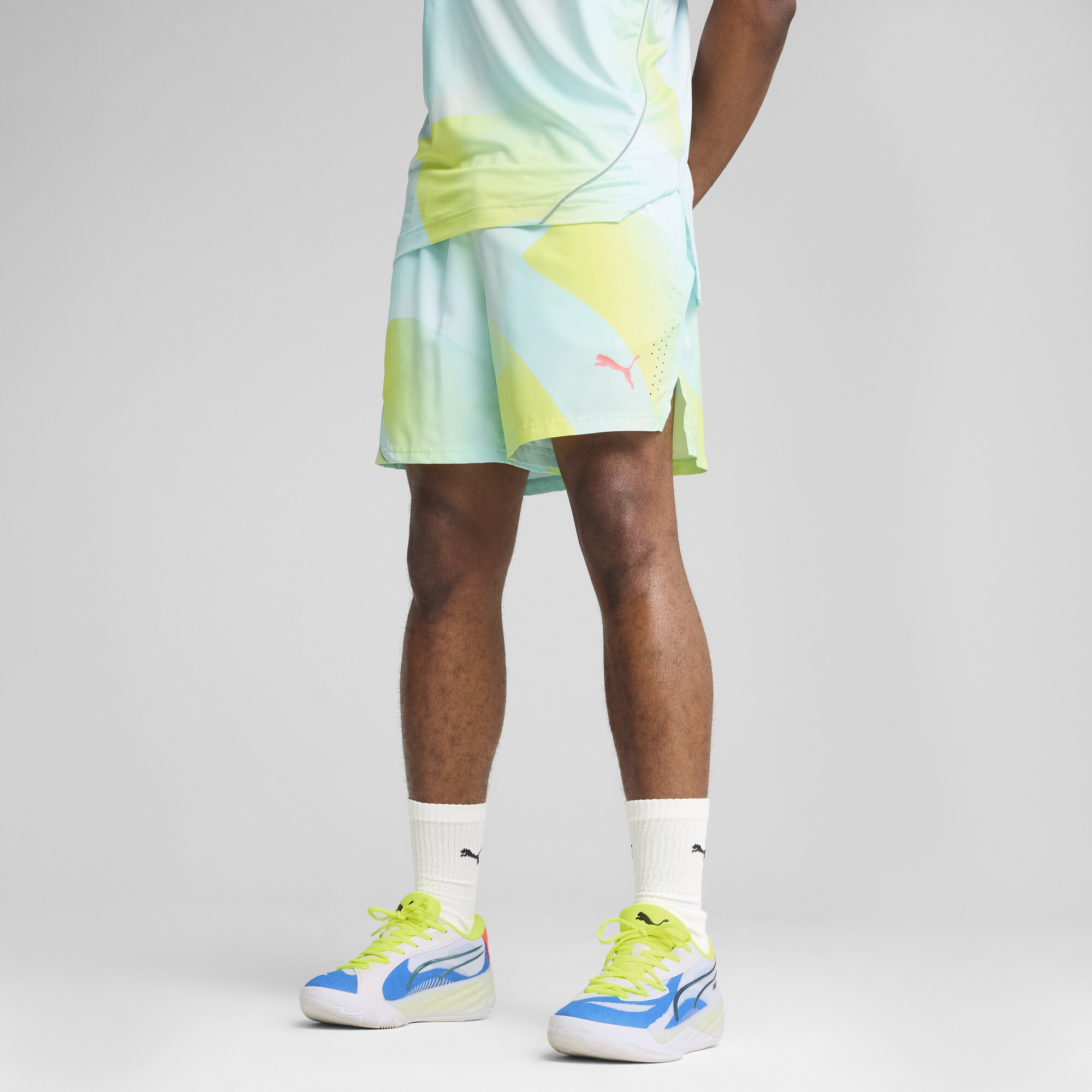 Puma All-pro All-over Print Shorts Men In Blue