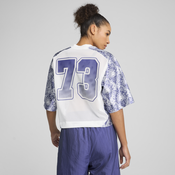 Remera corta Lace Em Up para mujer., PUMA White-AOP, large-ARG
