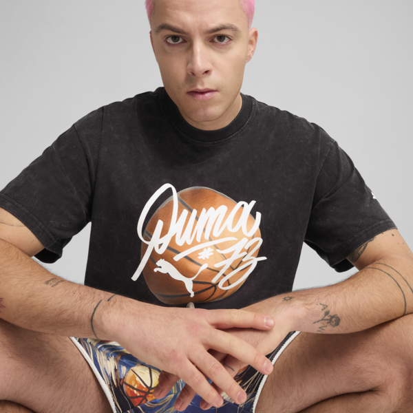 Dylan Exhibit Basketball Tee Men, PUMA Black, large-MEX