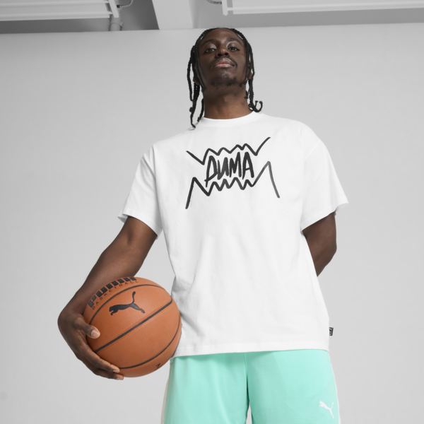 Jaws Core Basketball Tee Men, PUMA White, large-MEX