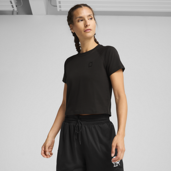 Remera corta Pivot para mujer, PUMA Black, large-ARG