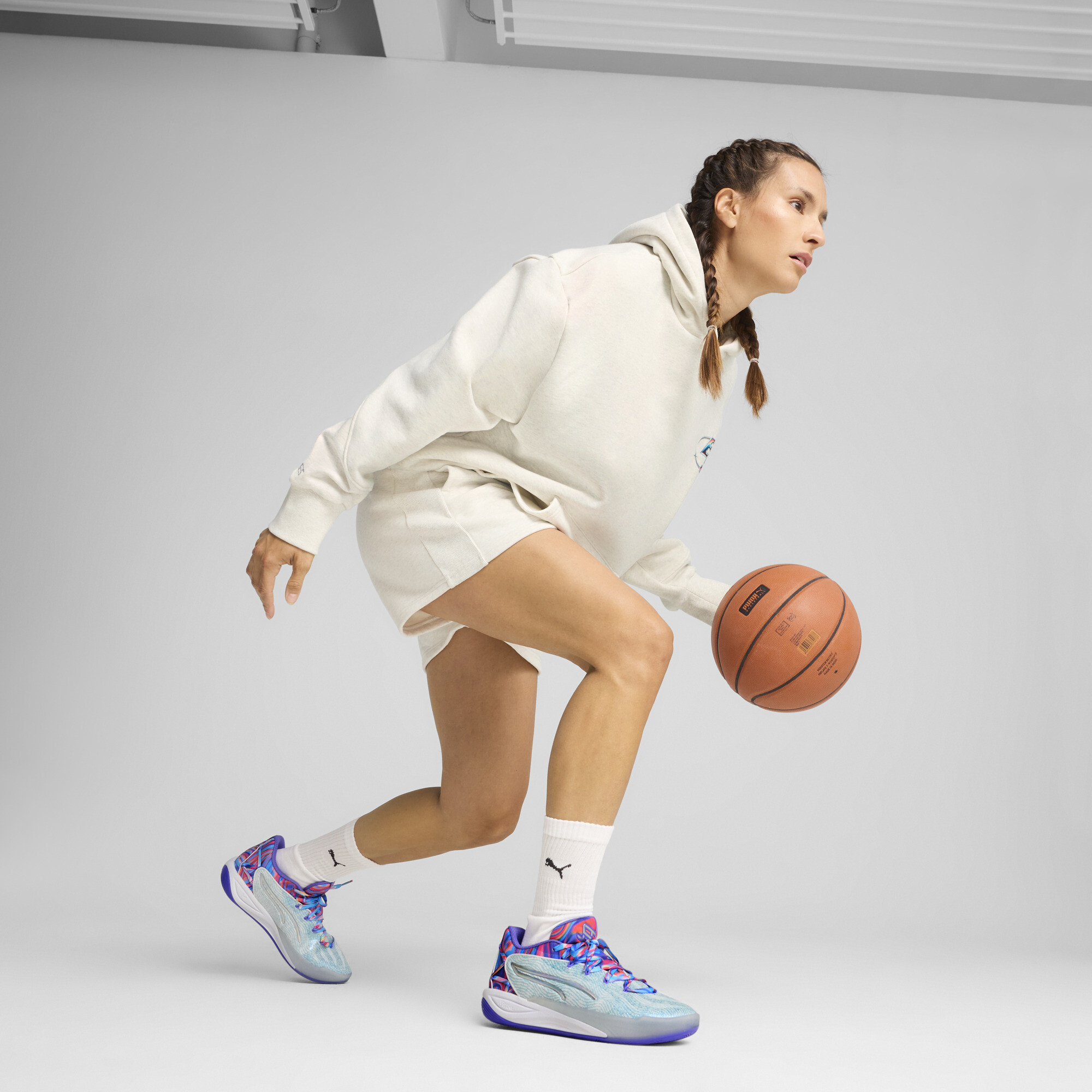 PUMA Stewie 4 Prism basketbalshort voor Dames, Grijs, Maat XS thumbnail 4