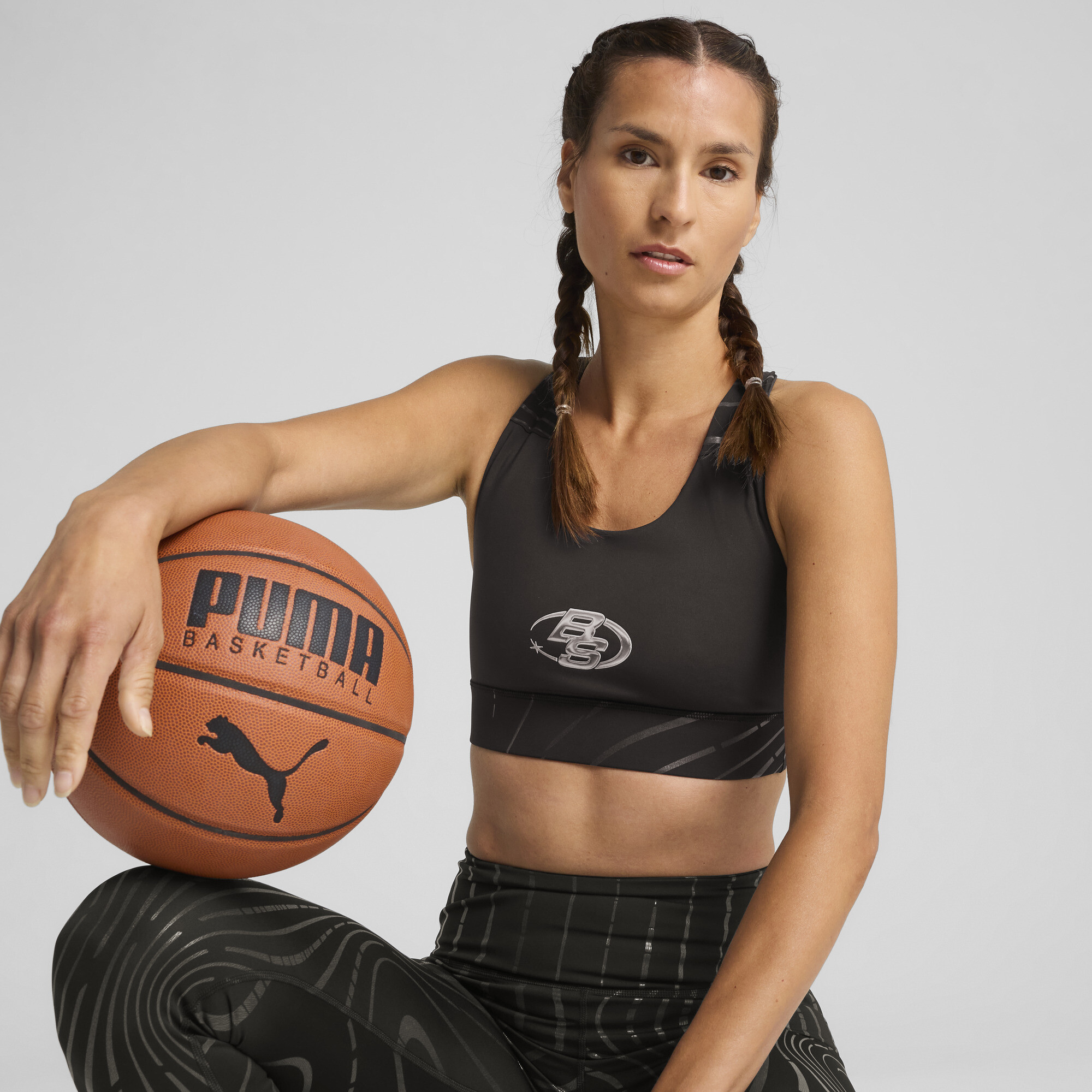 Puma Stewie Prism Women's Basketball Sports Bra In Black