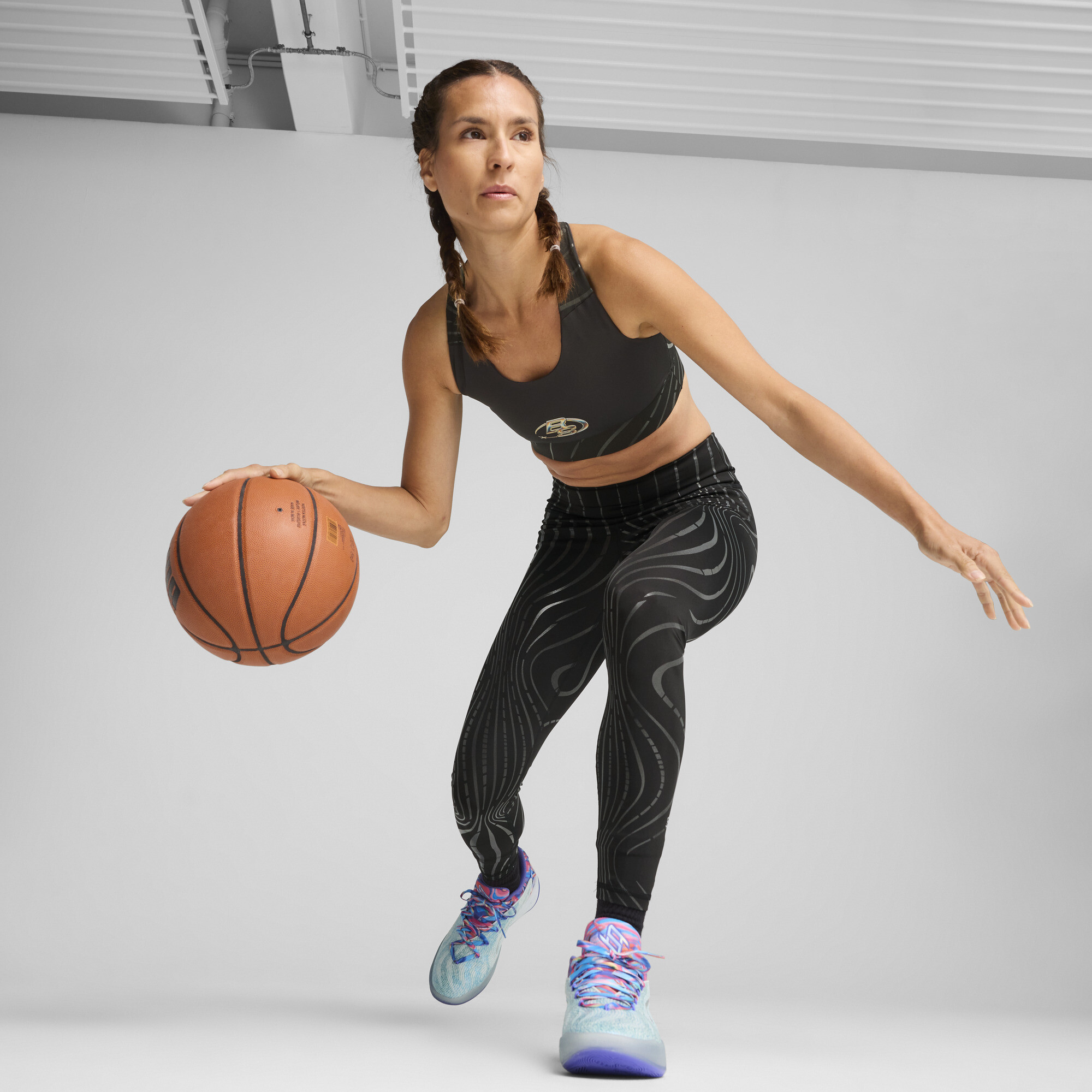 PUMA Stewie 4 Prism basketballegging voor Dames, Zwart, Maat M thumbnail 4