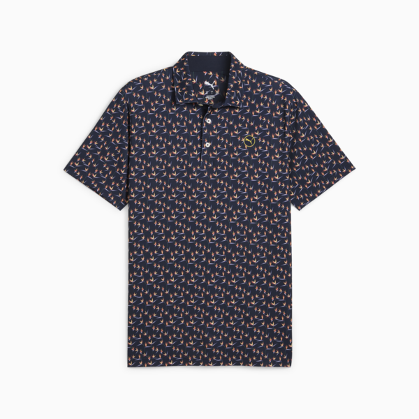 MATTR Paradise Golf Polo Men, Deep Navy-Sunny Yellow, large-ZAF
