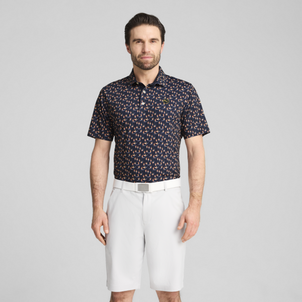MATTR Paradise Golf Polo Men, Deep Navy-Sunny Yellow, large-ZAF