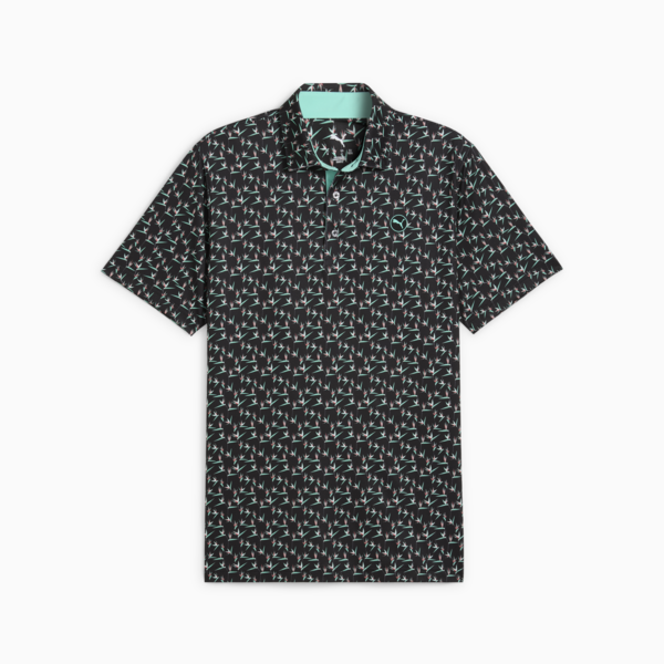 MATTR Paradise Golf Polo Men, PUMA Black-Aquatic, large-ZAF