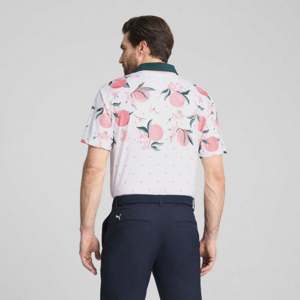 MATTR Freshly Picked Golf Polo Men, White Glow-Pink Fruit, large-ZAF