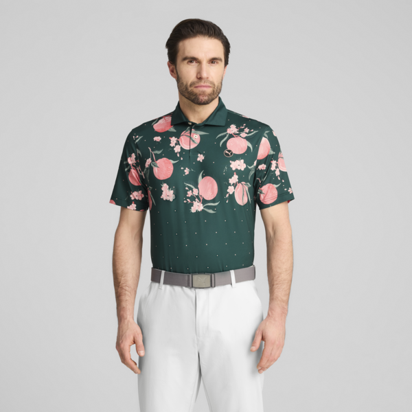 MATTR Freshly Picked Golf Polo Men, Dark Myrtle-Pink Fruit, large-ZAF