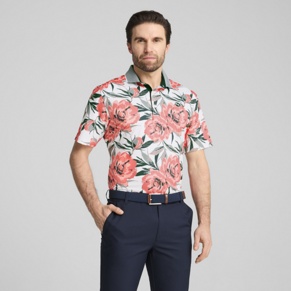 MATTR Beautiful Game Golf Polo Men, White Glow-Red Fire, large-ZAF