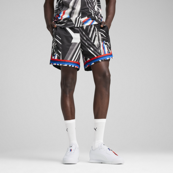 BMW M Motorsport All-over Print Shorts Men, PUMA Black-AOP, large-ZAF