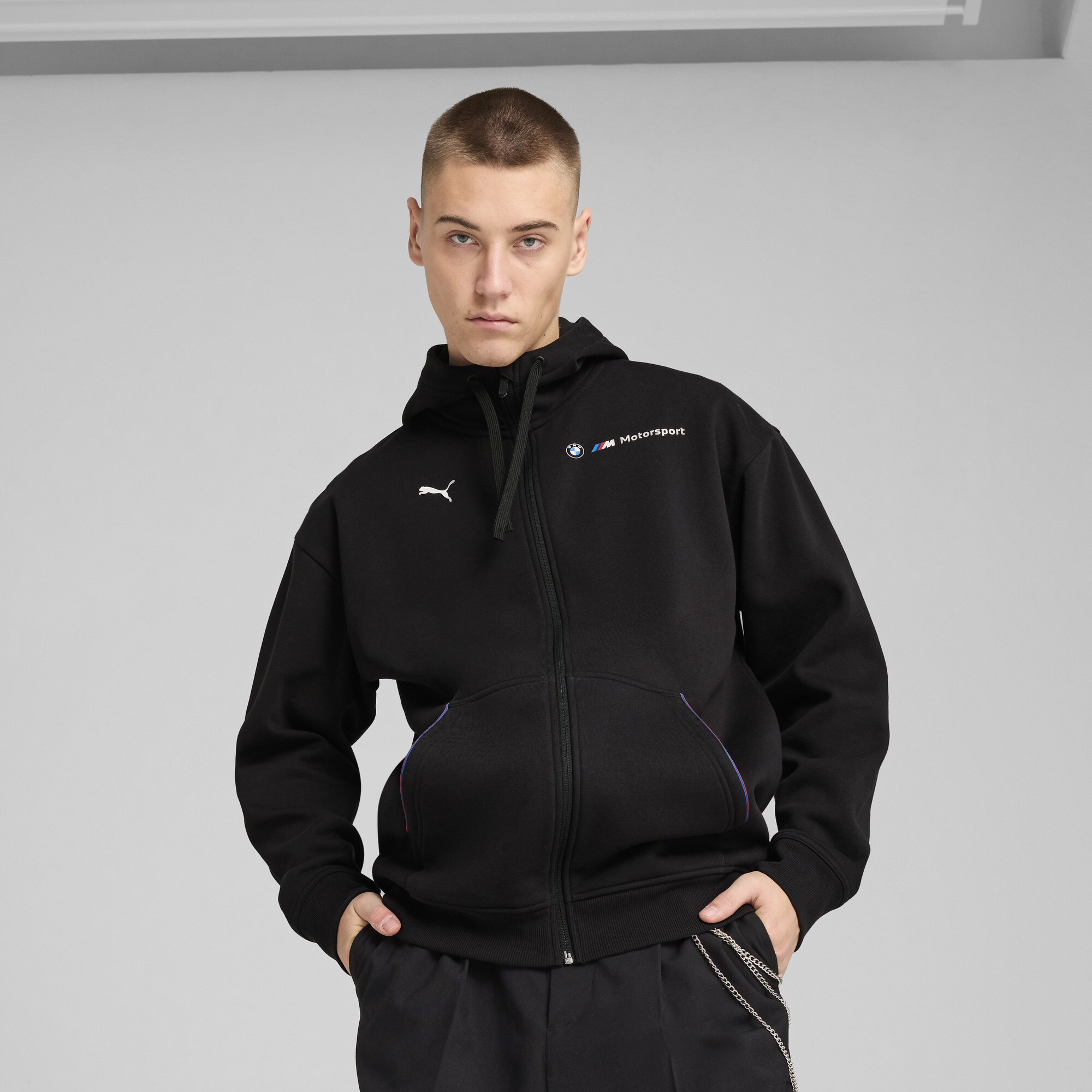 Puma BMW M Motorsport Essentials+ Fleecejacke mit Kapuze Herren | Mit Plain | Black | Größe: XS