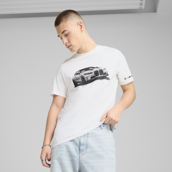 BMW M Motorsport Essentials Graphic Tee Men, PUMA White, large-MEX