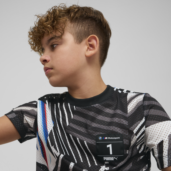 BMW M Motorsport All-over Print Tee Youth, PUMA Black-AOP, large-ZAF
