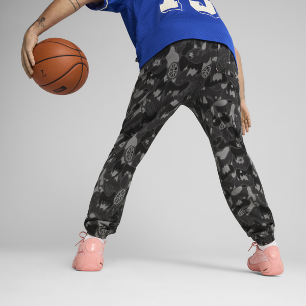 Dress Code Camo Basketball Sweatpants Men, PUMA Black-AOP, large-MEX