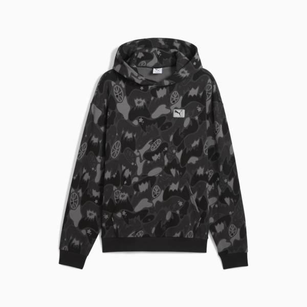 Dress Code Camo Basketball Hoodie Men, PUMA Black-AOP, large-MEX