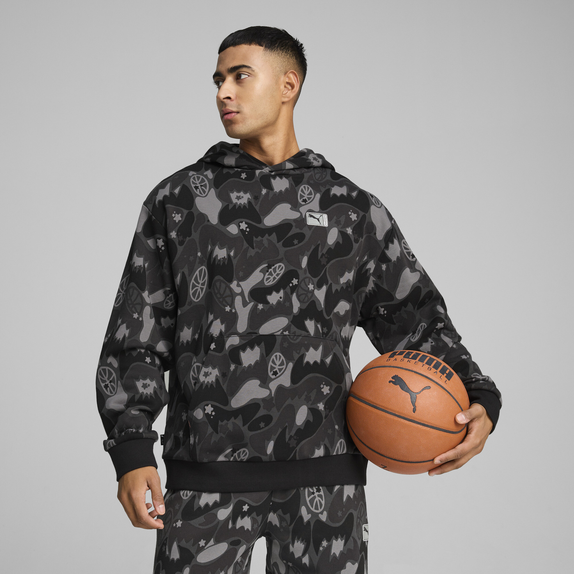 Puma Dress Code Camo Basketballhoodie Herren | Mit Plain | Black/Aop | Größe: M