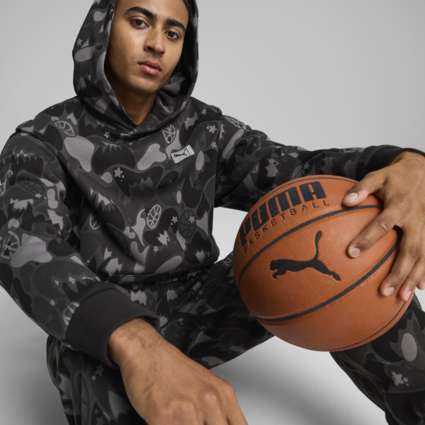 Dress Code Camo Basketball Hoodie Men, PUMA Black-AOP, large-MEX