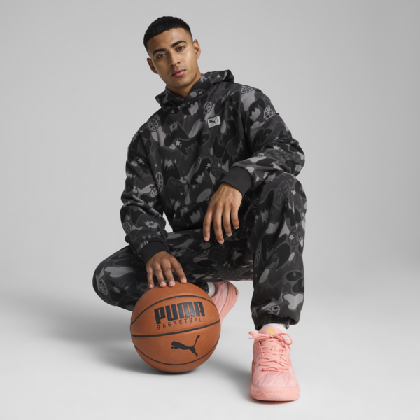 Dress Code Camo Basketball Hoodie Men, PUMA Black-AOP, large-MEX