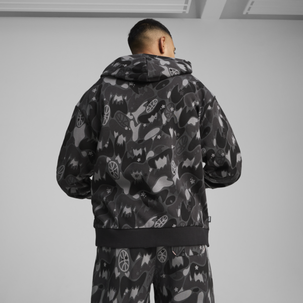 Dress Code Camo Basketball Hoodie Men, PUMA Black-AOP, large-MEX